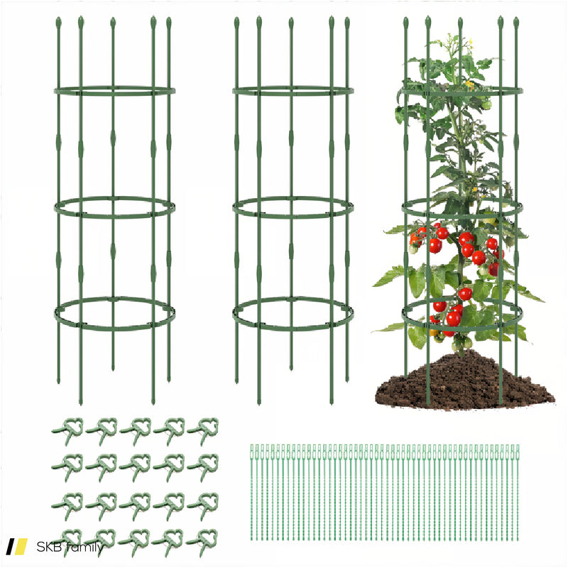 3-Pack Garden Trellis 40&Quot;/60&Quot; Tall Plant Support Stands With Clips And Ties 240615-229267