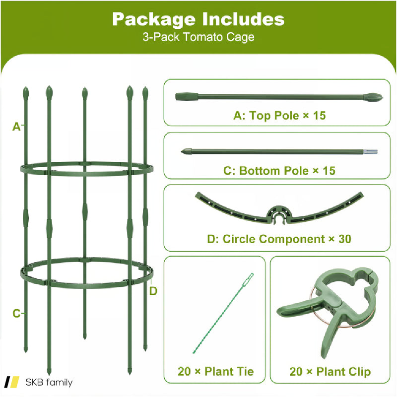 3-Pack Garden Trellis 40&Quot;/60&Quot; Tall Plant Support Stands With Clips And Ties 240615-229267