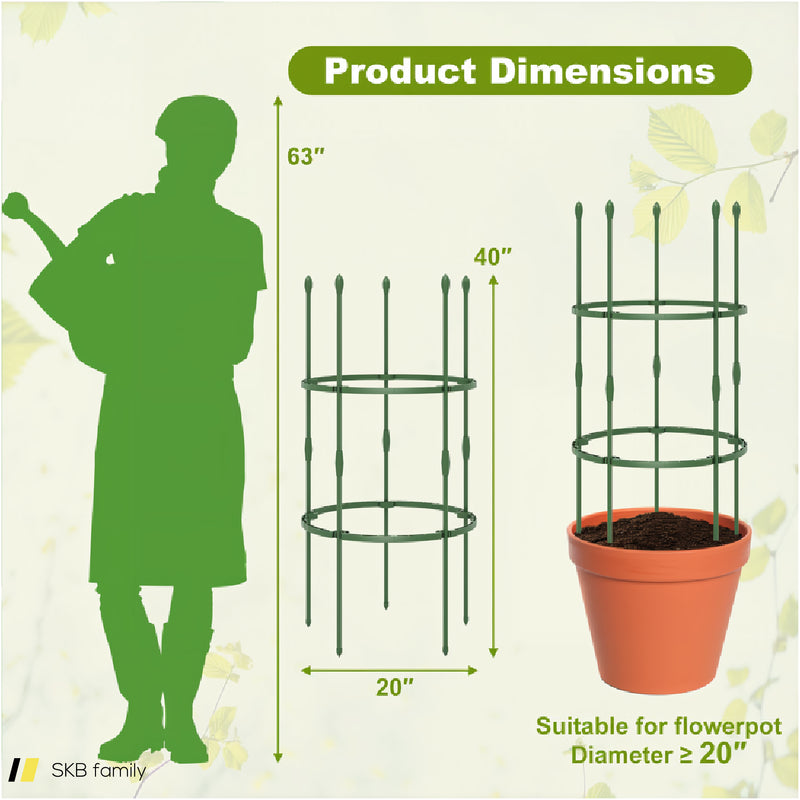 3-Pack Garden Trellis 40&Quot;/60&Quot; Tall Plant Support Stands With Clips And Ties 240615-229267