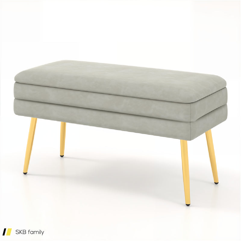 Velvet Upholstered Storage Bench With Removable Top 240615-229268