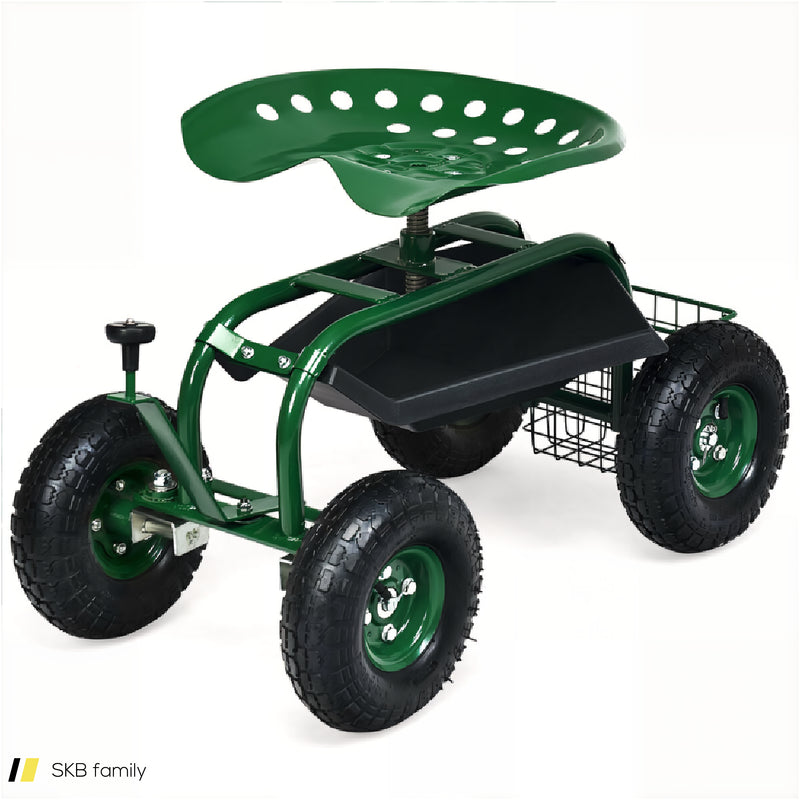 4-Wheel Rolling Garden Cart Work Seat 240615-229271