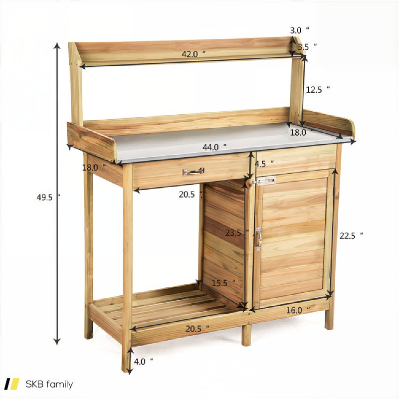 Outdoor Garden Wooden Work Station Potting Bench 240615-229273