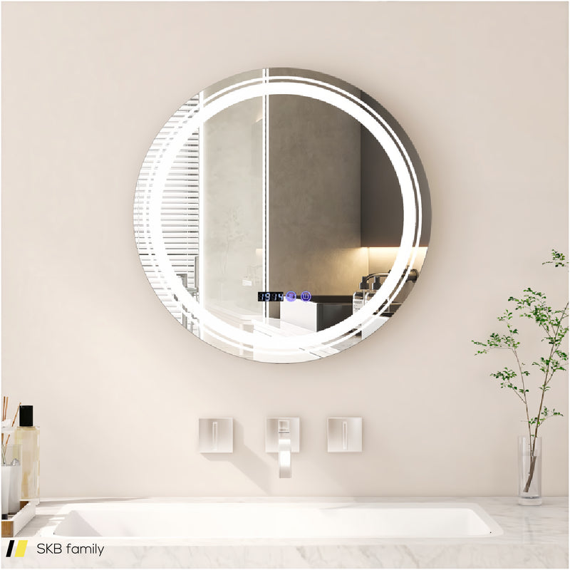 Anti-Fog Round Led Bathroom Mirror With 3 Color Led Lights 240615-229274