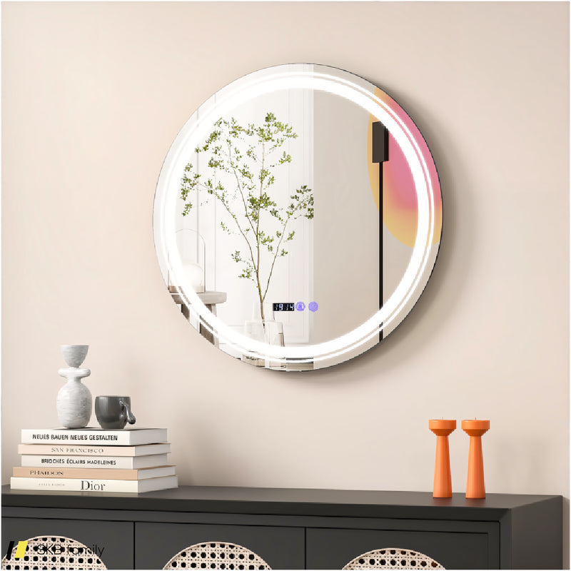 Anti-Fog Round Led Bathroom Mirror With 3 Color Led Lights 240615-229274