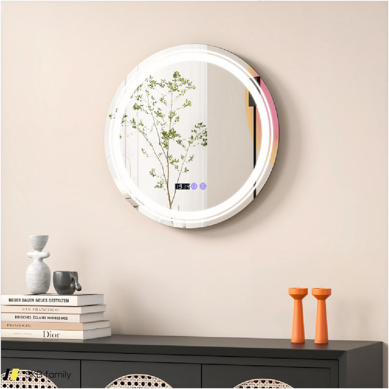 Anti-Fog Round Led Bathroom Mirror With 3 Color Led Lights 240615-229274