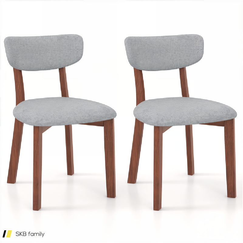 Dining Chairs Set Of 2 Upholstered Mid-Back Chairs With Solid Rubber Wood Frame 240615-229280