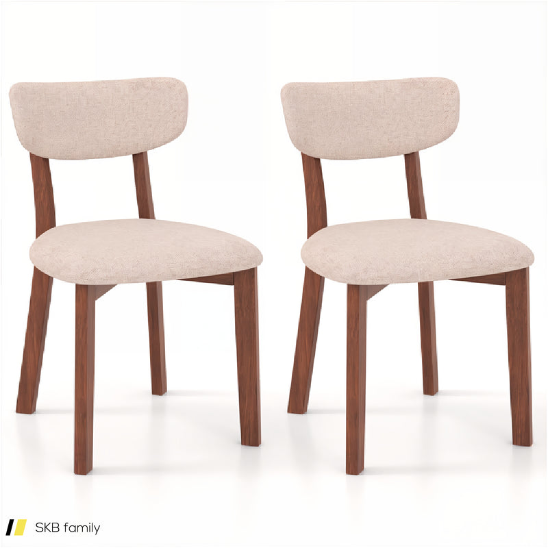 Dining Chairs Set Of 2 Upholstered Mid-Back Chairs With Solid Rubber Wood Frame 240615-229280