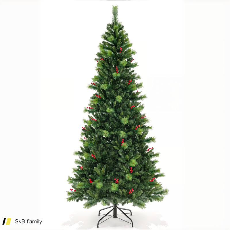 6/7/8 Feet Pre-Lit Artificial Christmas Tree With 300/400/500 Led Lights 240615-229292