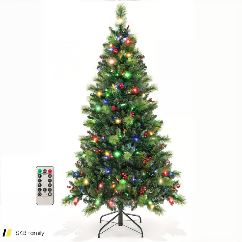 6/7/8 Feet Pre-Lit Artificial Christmas Tree With 300/400/500 Led Lights 240615-229292