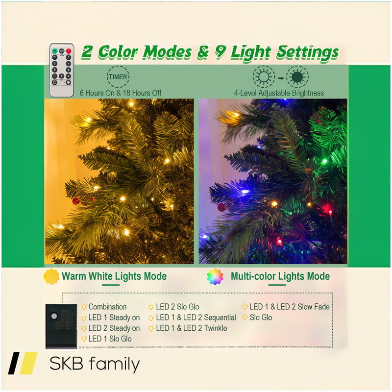 6/7/8 Feet Pre-Lit Artificial Christmas Tree With 300/400/500 Led Lights 240615-229292