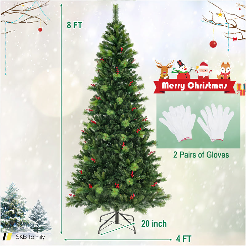 6/7/8 Feet Pre-Lit Artificial Christmas Tree With 300/400/500 Led Lights 240615-229292