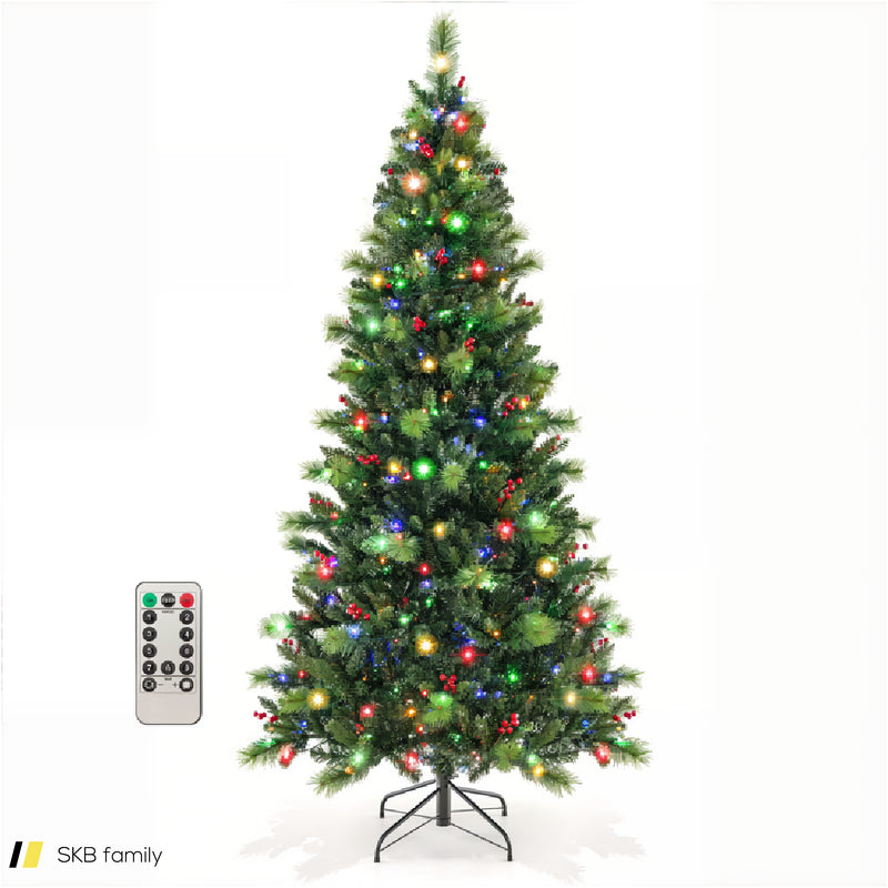 6/7/8 Feet Pre-Lit Artificial Christmas Tree With 300/400/500 Led Lights 240615-229292