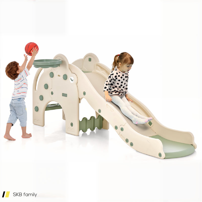 4-In-1 Toddler Slide Kids Play Slide With Cute Elephant Shape 240615-229295