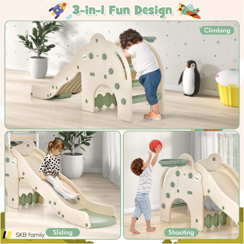 4-In-1 Toddler Slide Kids Play Slide With Cute Elephant Shape 240615-229295