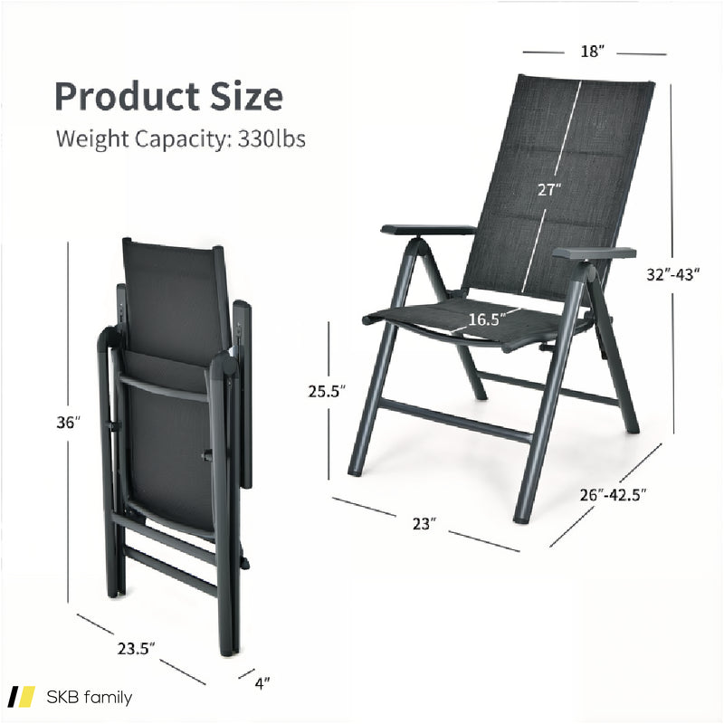 2 Pieces Patio Folding Dining Chairs With Aluminum Padded Adjustable Back 240615-229296