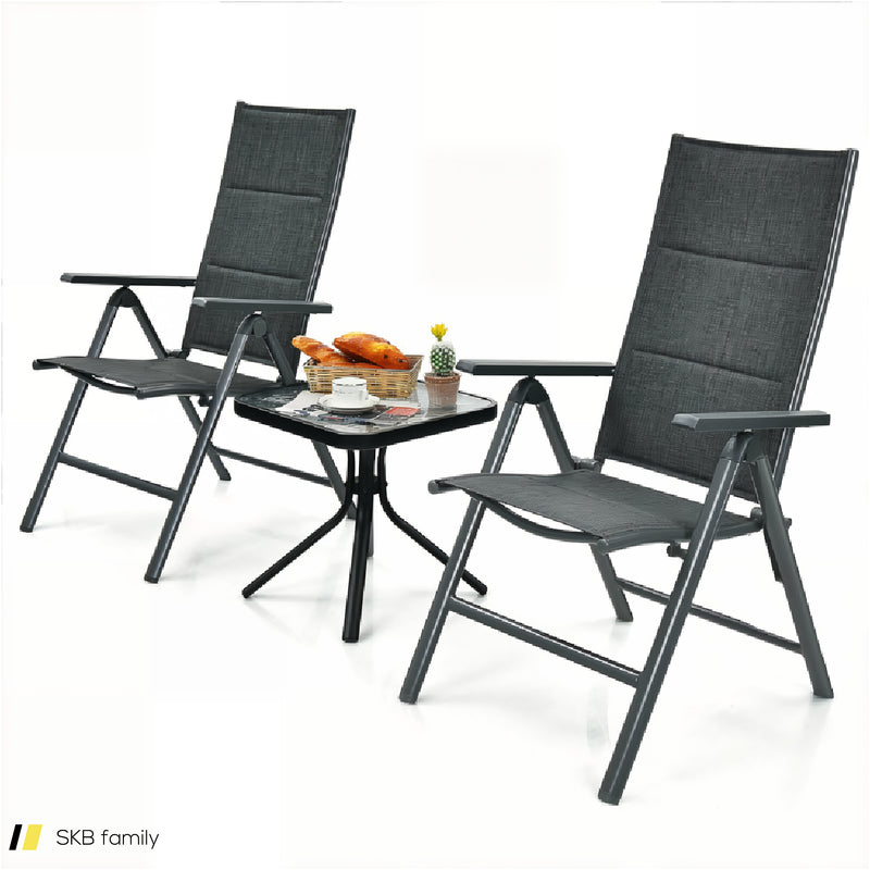 2 Pieces Patio Folding Dining Chairs With Aluminum Padded Adjustable Back 240615-229296