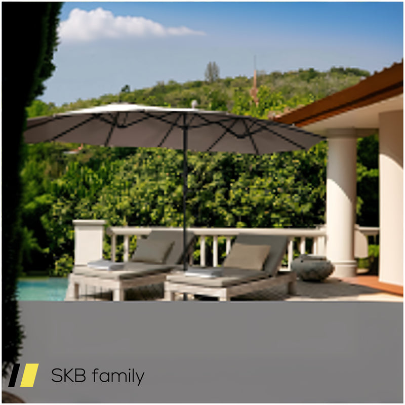 15 Feet Double-Sided Outdoor Patio Umbrella With Crank Without Base 240615-229297