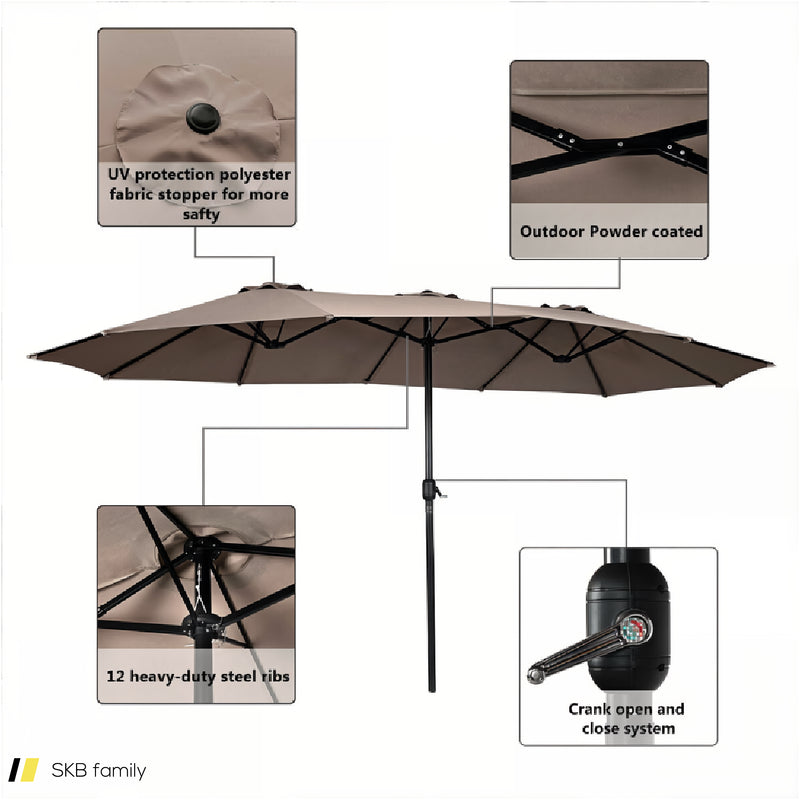 15 Feet Double-Sided Outdoor Patio Umbrella With Crank Without Base 240615-229297