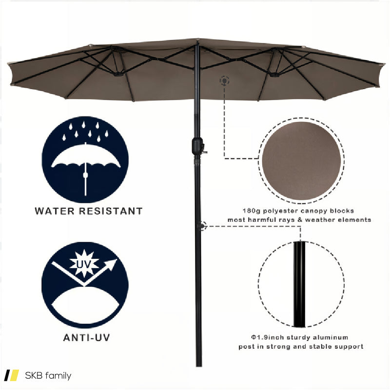 15 Feet Double-Sided Outdoor Patio Umbrella With Crank Without Base 240615-229297