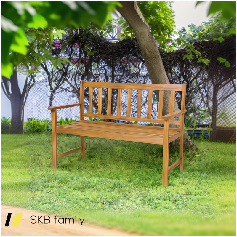 2-Person Outdoor Acacia Wood Bench With Backrest 240615-229299