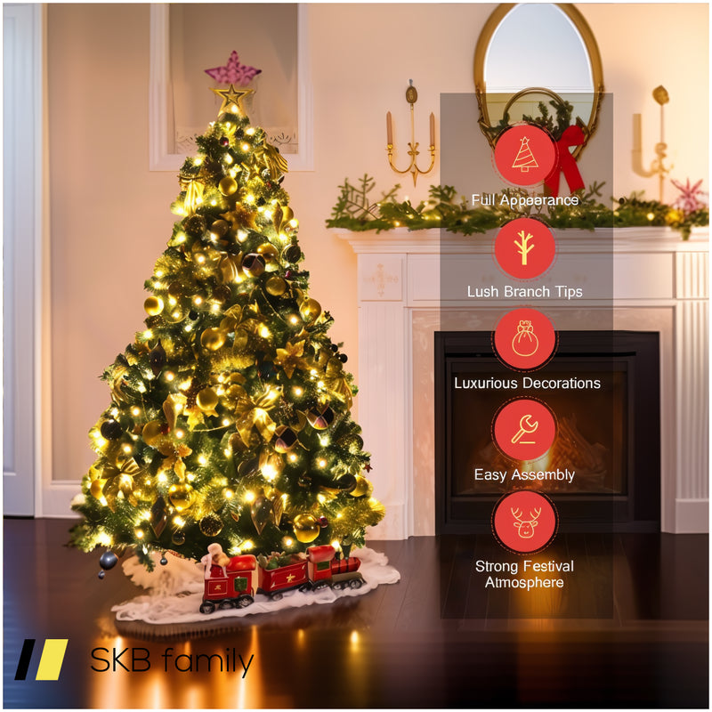 Pre-Lit Artificial Christmas Tree With Ornaments And Lights 240615-229302