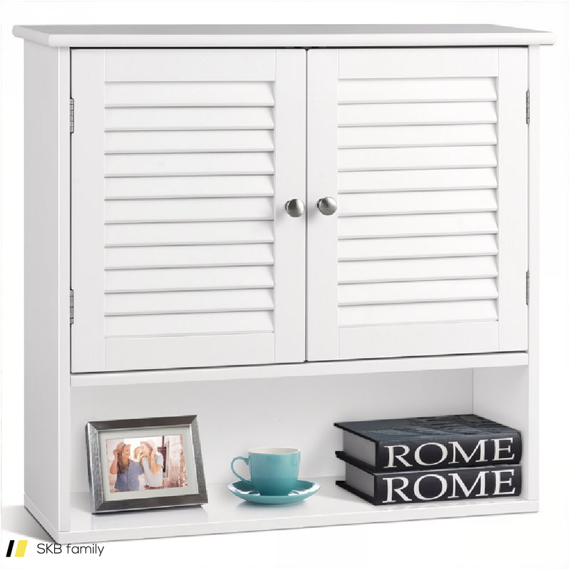 Double Doors Shelves Bathroom Wall Storage Cabinet 240615-229307