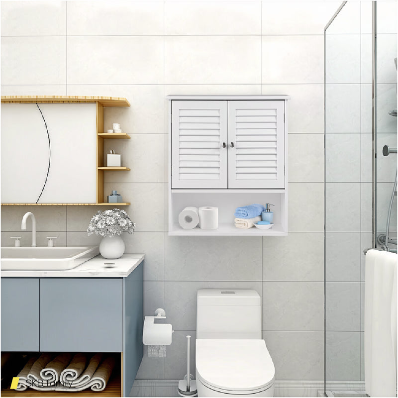 Double Doors Shelves Bathroom Wall Storage Cabinet 240615-229307