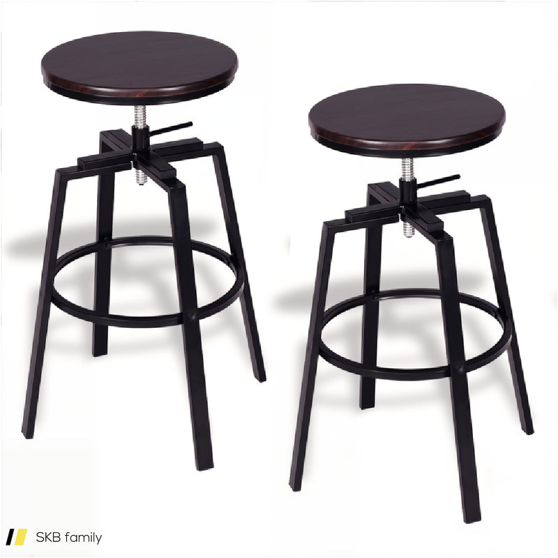 Set Of 2 Adjustable Vintage Bar Stool 240615-229312