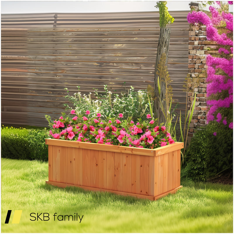 Raised Garden Bed Wooden Planter Box With 4 Drainage Holes And Detachable Bottom Panels 240615-229313