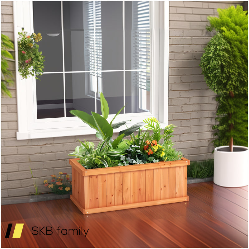 Raised Garden Bed Wooden Planter Box With 4 Drainage Holes And Detachable Bottom Panels 240615-229313