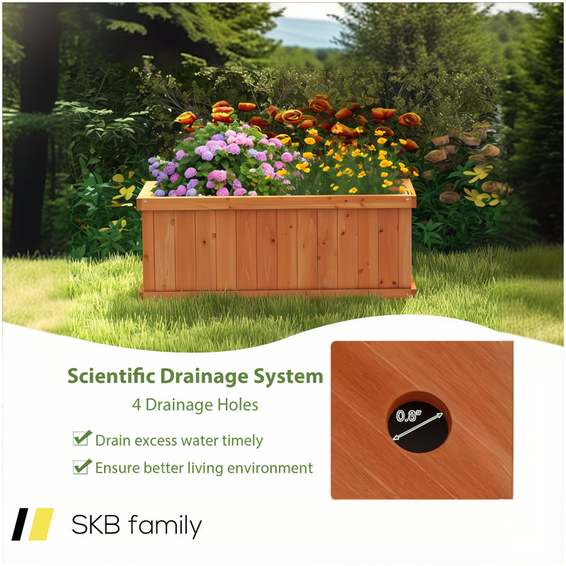 Raised Garden Bed Wooden Planter Box With 4 Drainage Holes And Detachable Bottom Panels 240615-229313