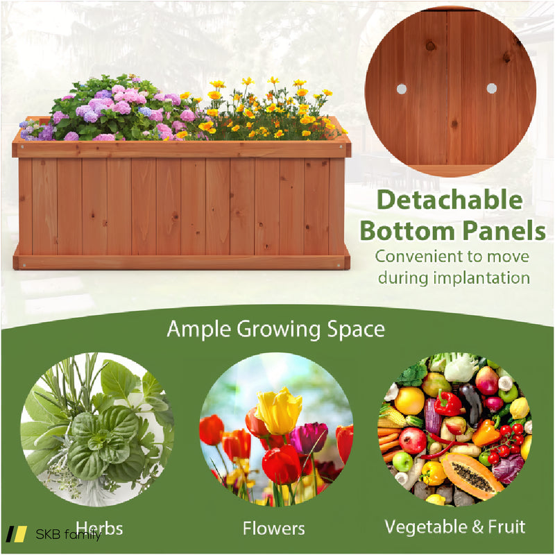 Raised Garden Bed Wooden Planter Box With 4 Drainage Holes And Detachable Bottom Panels 240615-229313