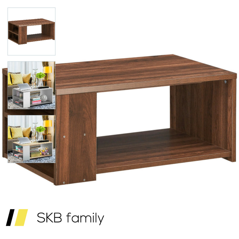 Coffee Table With Storage Shelves And Smooth Surface 240615-229315