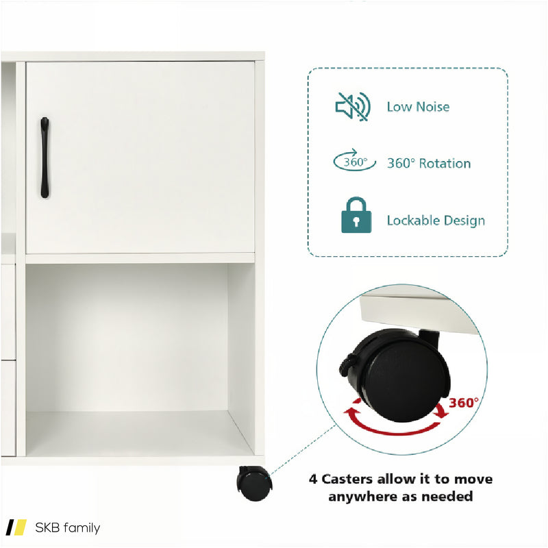 Mobile File Cabinet With Lateral Printer Stand And Storage Shelves 240615-229321