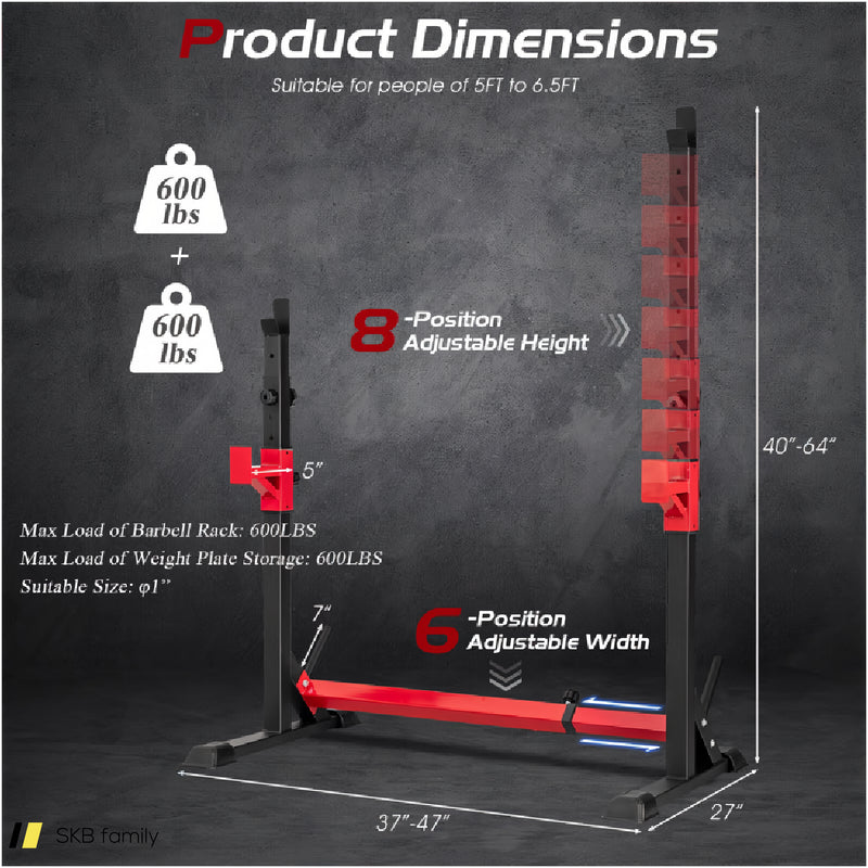 Adjustable Squat Rack Stand For Home Gym Fitness 240615-229326