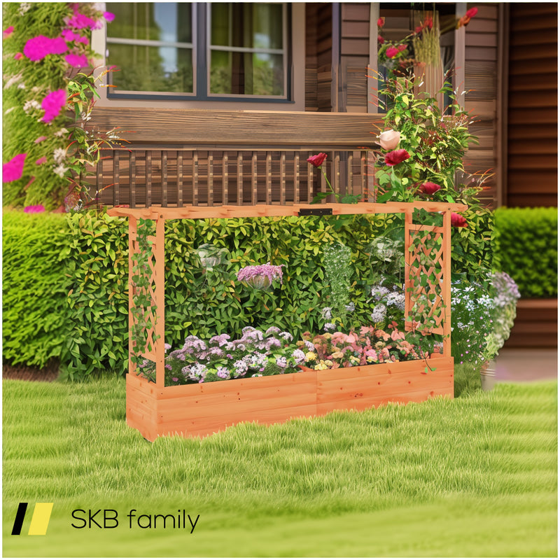 Raised Garden Bed With Side Trellis Hanging Roof And Planter Box 240615-229327