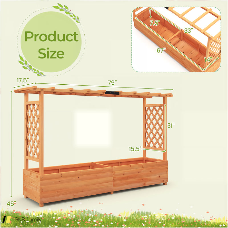 Raised Garden Bed With Side Trellis Hanging Roof And Planter Box 240615-229327