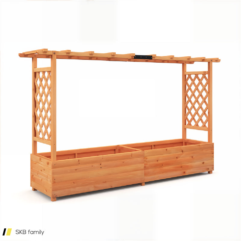 Raised Garden Bed With Side Trellis Hanging Roof And Planter Box 240615-229327