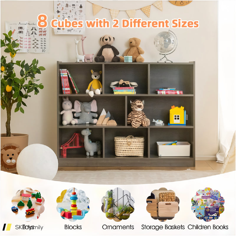 3-Tier Open Bookcase 8-Cube Floor Standing Storage Shelves 240615-229328