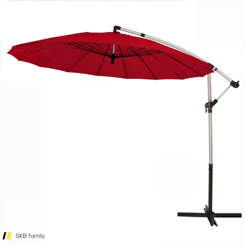 10 Feet Patio Offset Umbrella Market Hanging Umbrella For Backyard Poolside Lawn Garden 240615-229331