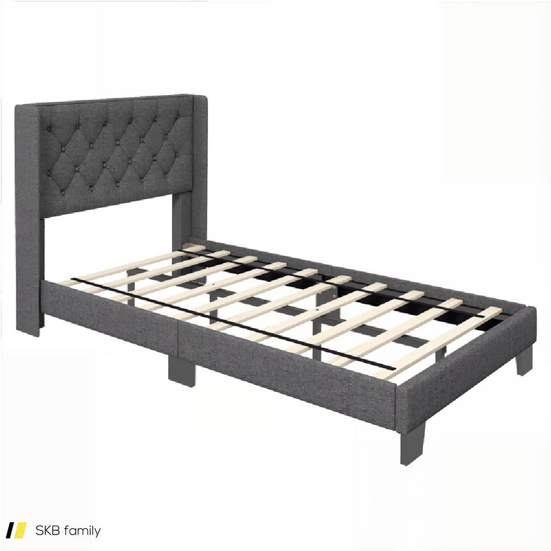 Twin/Full/Queen Size Upholstered Platform Bed With Button Tufted Headboard 240615-229332