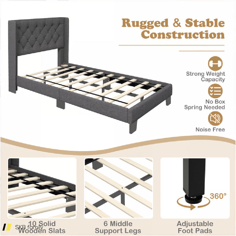 Twin/Full/Queen Size Upholstered Platform Bed With Button Tufted Headboard 240615-229332