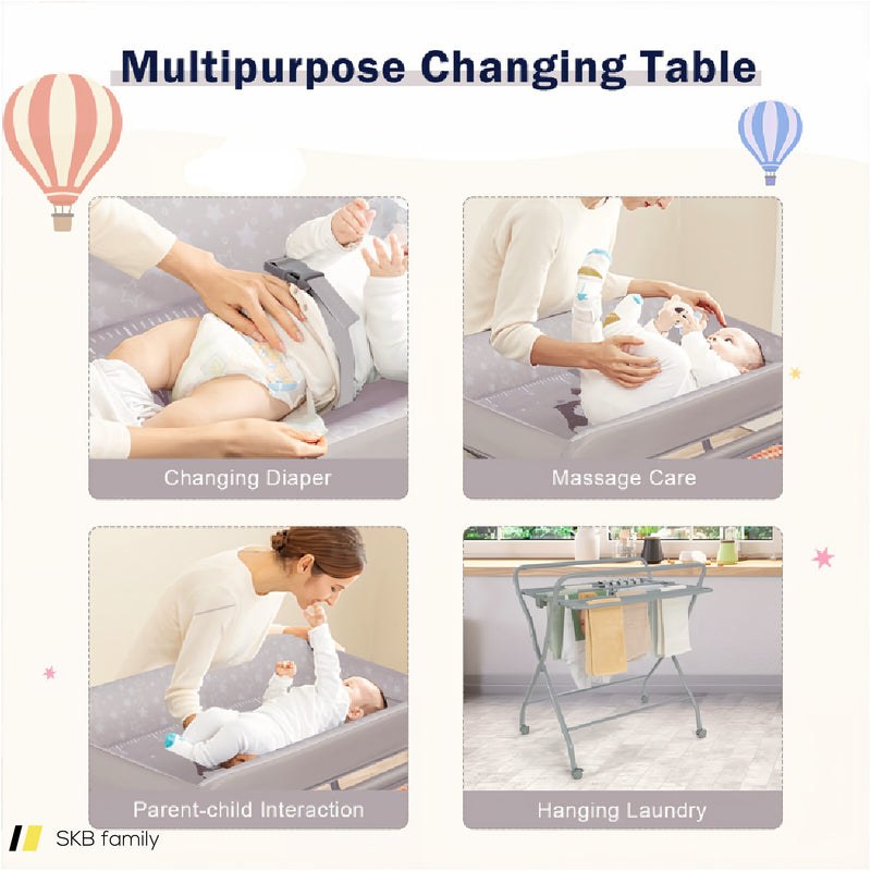 Baby Changing Table With Safety Belt And 4-Side Defence 240615-229337