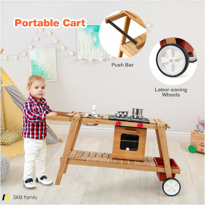 Wooden Play Cart With Sun Proof Umbrella For Toddlers Over 3 Years Old 240615-229339