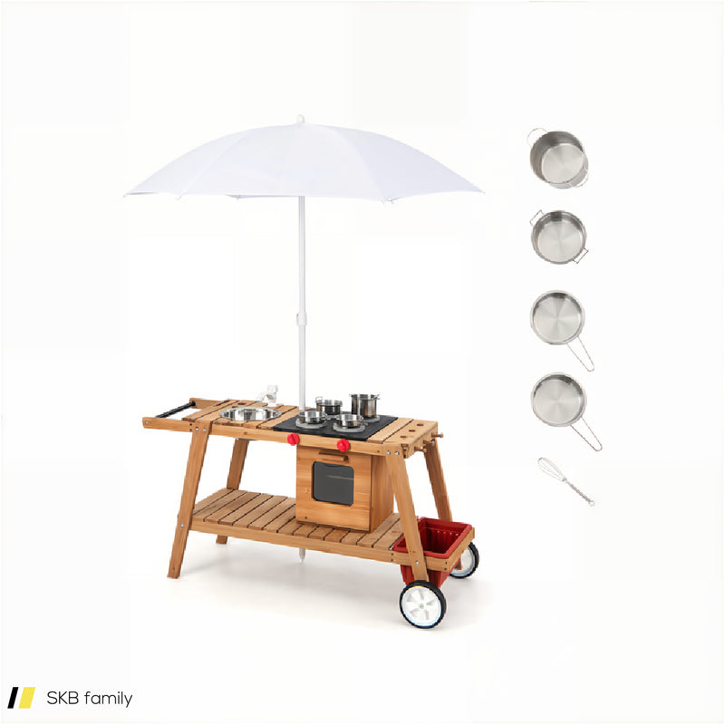 Wooden Play Cart With Sun Proof Umbrella For Toddlers Over 3 Years Old 240615-229339