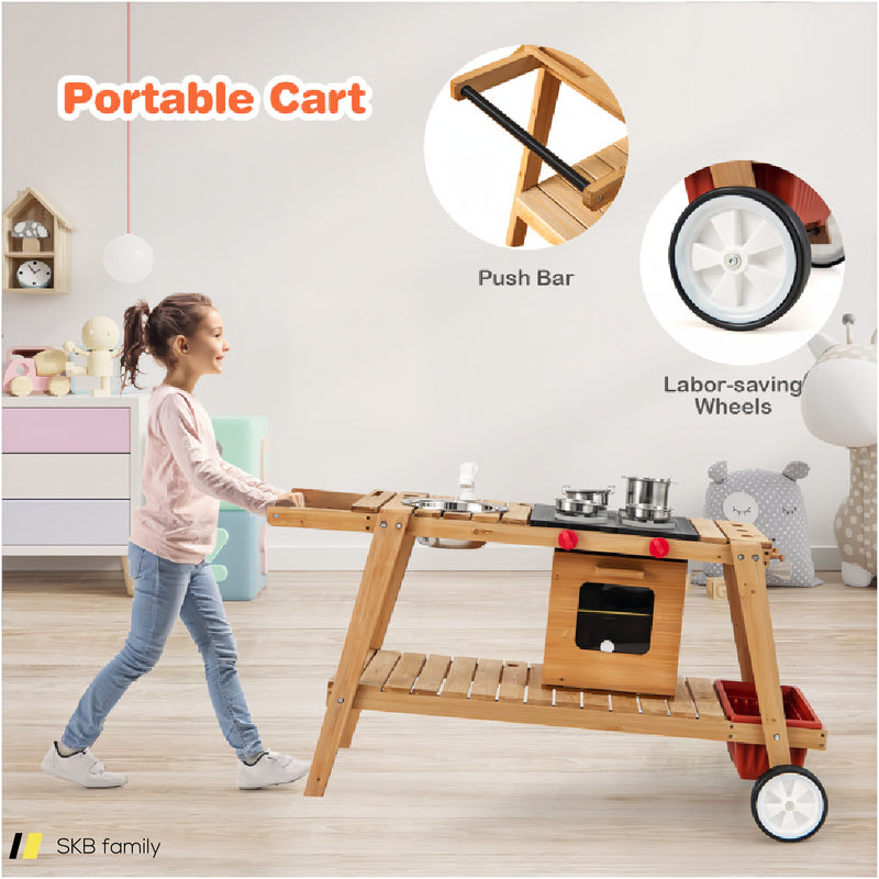 Wooden Play Cart With Sun Proof Umbrella For Toddlers Over 3 Years Old 240615-229339