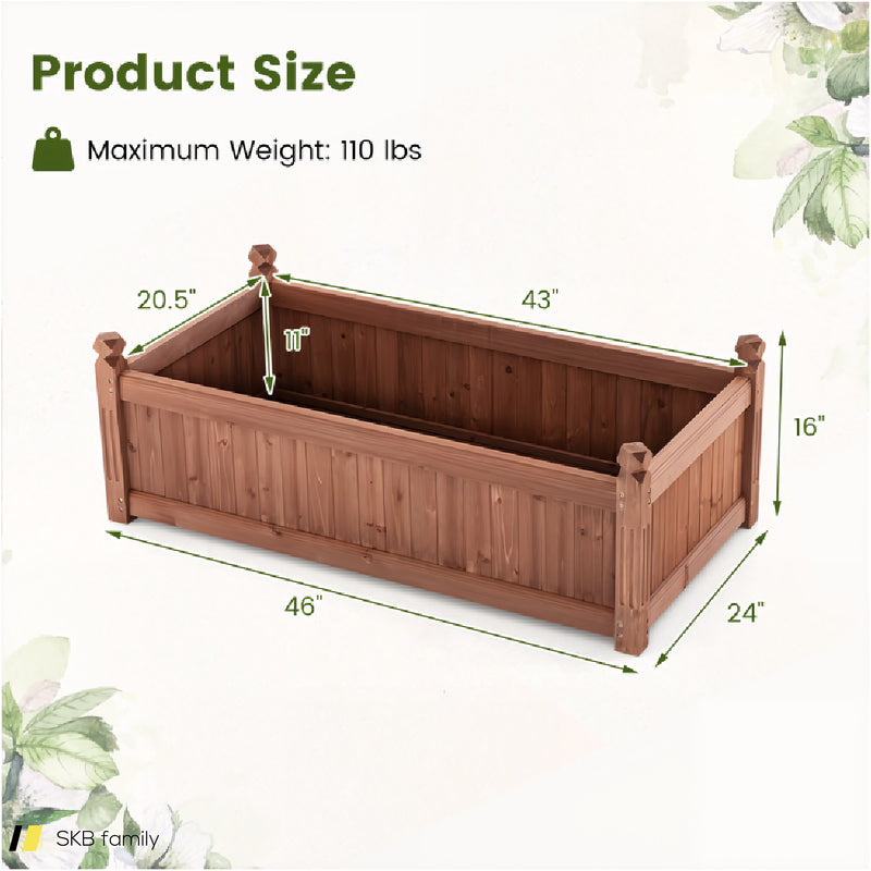 46 X 24 X 16 Inch Rectangular Planter Box With Drainage Holes For Backyard Garden Lawn 240615-229341