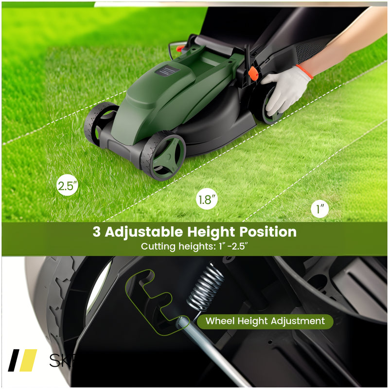 12-Amp 13.5 Inch Adjustable Electric Corded Lawn Mower With Collection Box 240615-229343