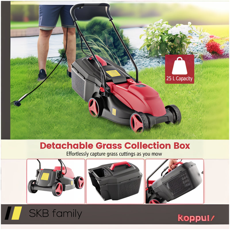 12-Amp 13.5 Inch Adjustable Electric Corded Lawn Mower With Collection Box 240615-229343