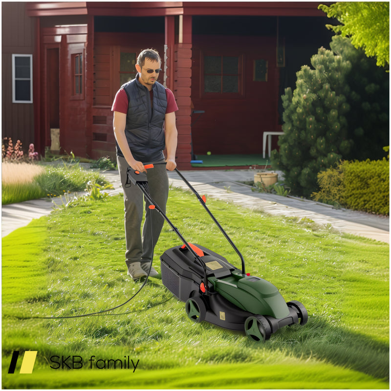 12-Amp 13.5 Inch Adjustable Electric Corded Lawn Mower With Collection Box 240615-229343